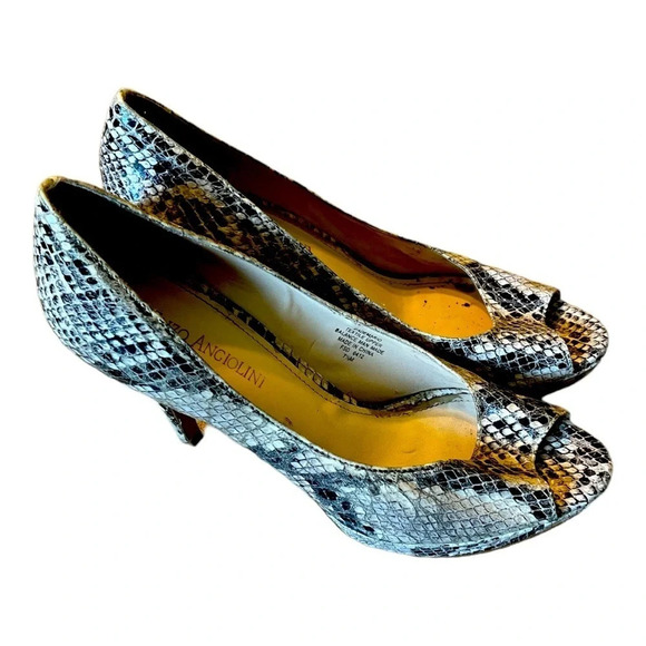 ENZO ANGIOLINI Platform Snakeskin Print Heels Size 7.5 Great Used Condit… - Picture 1 of 12